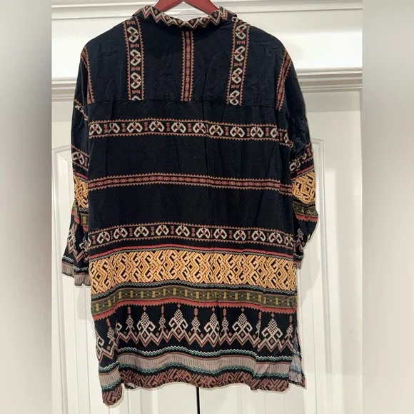 Uncle Frank Multi-Color Tribal Popover Top Tunic Blouse | Size Large - Picture 3 of 4